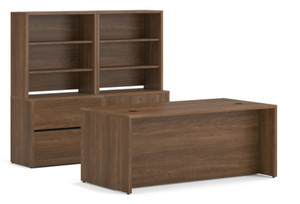 Hon 10500 Series Office Suite with Personal Storage, Pinnacle Laminate, 3/4 Front View