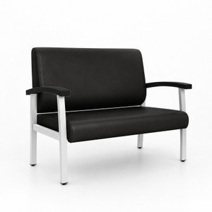Regency Welcome Loveseat, Black Antimicrobial Vinyl, 3/4 Front View