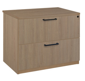 Regency Amber Laminate Lateral File Cabinet, Noble Oak, 3/4 Front View