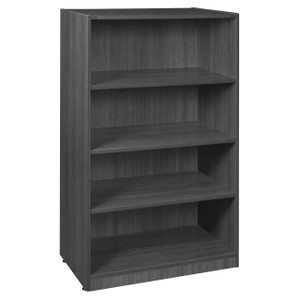 Regency Amber Laminate Bookcase, 4 Shelf, Ash Grey, 3/4 Front View
