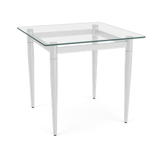 Lesro Ravenna Glass Top End Table, Brushed Steel Leg, 3/4 Front View