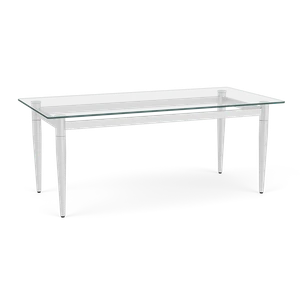 Lesro Ravenna Glass Top Coffee Table, Brushed Steel Leg Finish, 3/4 Front View