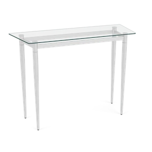 Lesro Ravenna Glass Top Sofa Table, Brushed Steel Leg Finish, 3/4 Front View