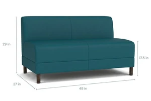 Lesro Fremont Armless Loveseat, Material: Vinyl Deep Teal, Bronze Leg Finish