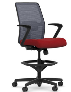 Ignition 2.0 Mesh Low Back Task Stool with Regatta mesh back, Liv with Supreen bleach cleanable Rhubarb upholstery, Black frame, lumbar and fixed arms Ignition 2.0 Mesh Low Back Task Stool with Regatta mesh back, Liv with Supreen bleach cleanable Rhubarb upholstery, Black frame, lumbar and fixed arms