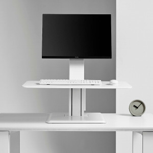 Humanscale QuickStand Eco Single Monitor Sit Stand Desktop, White *Monitor not included, Front View