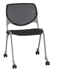 KFI Studios Kool Mobile Stack Chair, Black Seat and Back, Silver Frame KFI Studios Kool Mobile Stack Chair, Black Seat and Back, Silver Frame