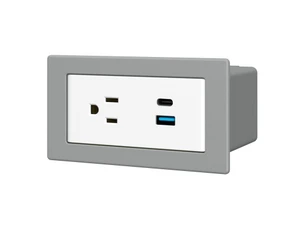 Ashley Uno Bezel Power Module white plastic, silver trim