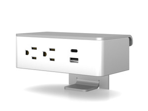 Ashley Duo Surface Power Module, white plastic, silver trim