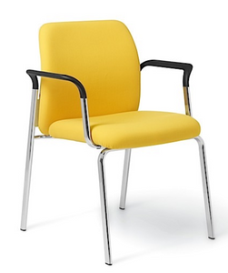 Ginny Stacking Guest with fixed arms and arm pads in black; chrome frame