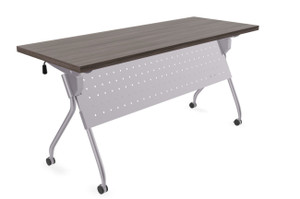 Special-T Transform-2, Flip Top Training Table, Grey Driftwood Laminate and Silver Base, 3/4 Front View
