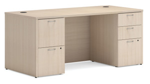 Hon Mod Desk with Full Height Pedestals, NEW Desert Oak Laminate Finish, 66"W Hon Mod Desk with Full Height Pedestals, NEW Desert Oak Laminate Finish, 66"W