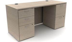 Hon Mod Credenza with Full Height Pedestals, Desert Oak Laminate Finish Hon Mod Credenza with Full Height Pedestals, Desert Oak Laminate Finish