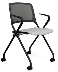 SitOnIt Qwiz Multi-Purpose Nester with Black Frame, Nickel Mesh Back, Upholstered Seat, Arms and Casters SitOnIt Qwiz Multi-Purpose Nester with Black Frame, Nickel Mesh Back, Upholstered Seat, Arms and Casters