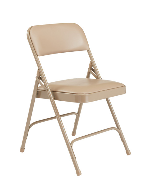 1200 Series Premium Vinyl Upholstered Steel Folding Chair, French Beige