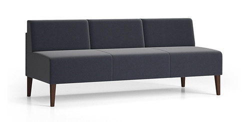 Luxe Heavy Duty Armless Sofa with single upholstery and wood legs