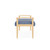 Lesro Amherst Wood Two Seat Bench, Chambray Vinyl Light Navy, Natural Frame Finish, Side View Lesro Amherst Wood Two Seat Bench, Chambray Vinyl Light Navy, Natural Frame Finish, Side View
