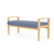 Lesro Amherst Wood Two Seat Bench, Chambray Vinyl Light Navy, Natural Frame Finish, 3/4 Rear View Lesro Amherst Wood Two Seat Bench, Chambray Vinyl Light Navy, Natural Frame Finish, 3/4 Rear View