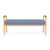 Lesro Amherst Wood Two Seat Bench, Chambray Vinyl Light Navy, Natural Frame Finish, Black Polyurethane Armpad, Rear View Lesro Amherst Wood Two Seat Bench, Chambray Vinyl Light Navy, Natural Frame Finish, Black Polyurethane Armpad, Rear View
