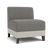 Lesro Fremont Armless Guest Chair, Linette Vinyl Platinum Lower Panel Upholstery, Connelly Owl Seat and Back Upholstery, Black Wood Foot Finish, 3/4 Front View Lesro Fremont Armless Guest Chair, Linette Vinyl Platinum Lower Panel Upholstery, Connelly Owl Seat and Back Upholstery, Black Wood Foot Finish, 3/4 Front View