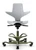 HAG Capisco Puls 8010 (partially upholstered)- Tribecca Vinyl Cloud Seat Pad, Light Grey Shell, Moss Frame and Base, Optional Footring, Front View