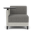 Lesro Fremont Right Hand Guest Chair, Linette Vinyl Platinum Arms and Lower Panel Upholstery, Connelly Owl Seat and Back Upholstery, Black Wood Foot Finish, Optional Tablet in Storm Charcoal Laminate, Front View