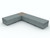 AIS LB Lounge Backless 3x2 L with Corner Table in Durdle Smoke Blue Upholstery and Looks Likeatre Laminate on Powered Calibrate Table AIS LB Lounge Backless 3x2 L with Corner Table in Durdle Smoke Blue Upholstery and Looks Likeatre Laminate on Powered Calibrate Table