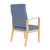 Lesro Amherst Wood High Back Patient Chair, Chambray Vinyl Light Navy Upholstery, Natural Frame Finish, 3/4 Rear View Lesro Amherst Wood High Back Patient Chair, Chambray Vinyl Light Navy Upholstery, Natural Frame Finish, 3/4 Rear View