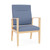Lesro Amherst Wood High Back Oversize Patient Chair, Chambray Vinyl Light Navy Upholstery, Natural Frame Finish, 3/4 Front View Lesro Amherst Wood High Back Oversize Patient Chair, Chambray Vinyl Light Navy Upholstery, Natural Frame Finish, 3/4 Front View