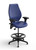 ErgoCentric AirCentric High Back Lab Stool, Bright Blue Frixion Upholstery, Black Footrest and Base, Optional Arms, 3/4 Front View