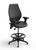 ErgoCentric AirCentric High Back Lab Stool, Black Frixion Upholstery, Black Footrest and Base, Optional Arms, 3/4 Front View
