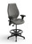 ErgoCentric AirCentric High Back Lab Stool, Dark Grey Frixion Upholstery, Black Footrest and Base, Optional Arms, 3/4 Front View