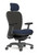 Nightingale CXO Executive Chair, Mystic Blue Seat and Headrest Upholstery, Graphite Frame, Optional Matching Headrest, 4D Adjustable Arms, Front View