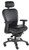 Nightingale CXO Executive Chair, Madras Leather Black Seat and Headrest Upholstery, Graphite Frame, Optional Matching Headrest, 4D Adjustable Arms, 3/4 Front View