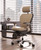 Nightingale CXO Executive Chair, Madras Leather Bone Seat and Headrest Upholstery, Graphite Frame with Polished Accents, Optional Matching Headrest, 4D Adjustable Arms, 3/4 Front View