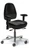 Sitmatic Medium Back Alpha™ ESD & Cleanroom, Black X-Static Vinyl, Polished Aluminum Base, Optional 1N Arms, 3/4 Front View