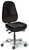 Sitmatic High Back Alpha™ ESD & Cleanroom, Black X-Static Vinyl, Polished Aluminum Base, Armless, 3/4 Front View