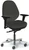 Sitmatic GoodFit Mid Back ESD (Electrostatic Dissipative) with Small Seat, Antistatic Charcoal Fabric, Optional Height and Width Adjustable Arms, Polished Aluminum Base, 3/4 Front View
