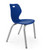 KI Intellect Wave® Classroom 4 Legged Chair Quickship, Ultra Blue with Starlight Silver Legs, 3/4 Front View