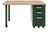 KI Instruct Teacher Pedestal Quickship, Black Frame and Pedestal, Kensington Maple Laminate Top, Front View with Right Side Pedestal, 