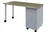 KI Instruct Teacher Pedestal Quickship, Silver Frame and Pedestal, Italian Silver Ash Laminate Top, 3/4 Rear View with Left Side Pedestal