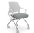 AMQ Tizu Plastic Back Training & Nesting Chair, Buzz Alpine Seat Upholstery, White Frame with Platinum Base, 3/4 Front View AMQ Tizu Plastic Back Training & Nesting Chair, Buzz Alpine Seat Upholstery, White Frame with Platinum Base, 3/4 Front View