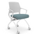 AMQ Tizu Plastic Back Training & Nesting Chair, Buzz Atlantic Seat Upholstery, White Frame with White Base, 3/4 Front View AMQ Tizu Plastic Back Training & Nesting Chair, Buzz Atlantic Seat Upholstery, White Frame with White Base, 3/4 Front View