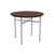 Lesro Avon Round End Table, Cocoa Walnut Laminate Tabletop, Silver Frame Finish, 3/4 Front View Lesro Avon Round End Table, Cocoa Walnut Laminate Tabletop, Silver Frame Finish, 3/4 Front View