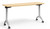 KI Pirouette Nesting Table Quickship, Kensington Maple Laminate Top with Silver Base, Casters (2 Locking), 3/4 Front View