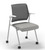 Element Flex Nesting Chair, Gray Mesh, Silver Frame, White Back and Arms, Shadow Gray Upholstery, 3/4 Front View