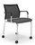 Element Voli Mesh Guest Chair with Casters, Charcoal Seat Upholstery, Silver Frame with Casters, 3/4 Front View