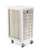 LifeFlo Under Surface Medical Cart, Kingswood Walnut HPL Finish, Optional Electronic Code Lock, 3/4 Front View