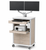 LifeFlo Fetal Monitor Medical Cart, Kingswood Walnut Laminate, 3/4 Front View (Includes 2 Monitor Arms and Keyboard Tray)