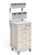 LifeFlo Freestanding Medical Cart with Trellis Storage Rails, Kingswood Walnut Laminate, 3/4 Front View